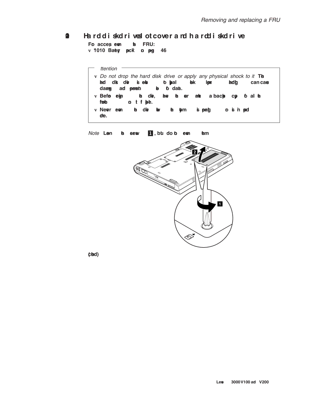 Lenovo V200, V100 manual Hard disk drive slot cover and hard disk drive 