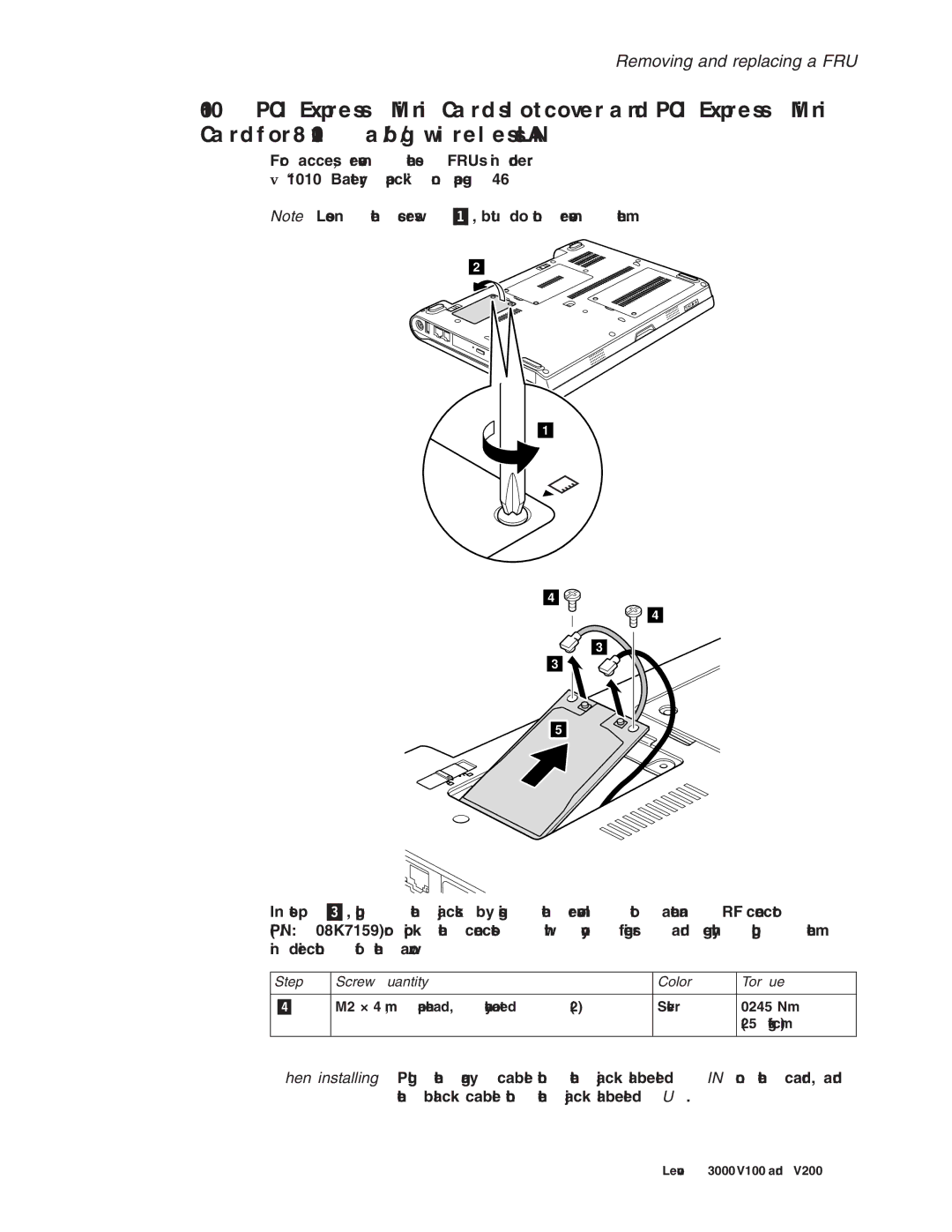 Lenovo V200, V100 manual Step Screw quantity Color Torque 