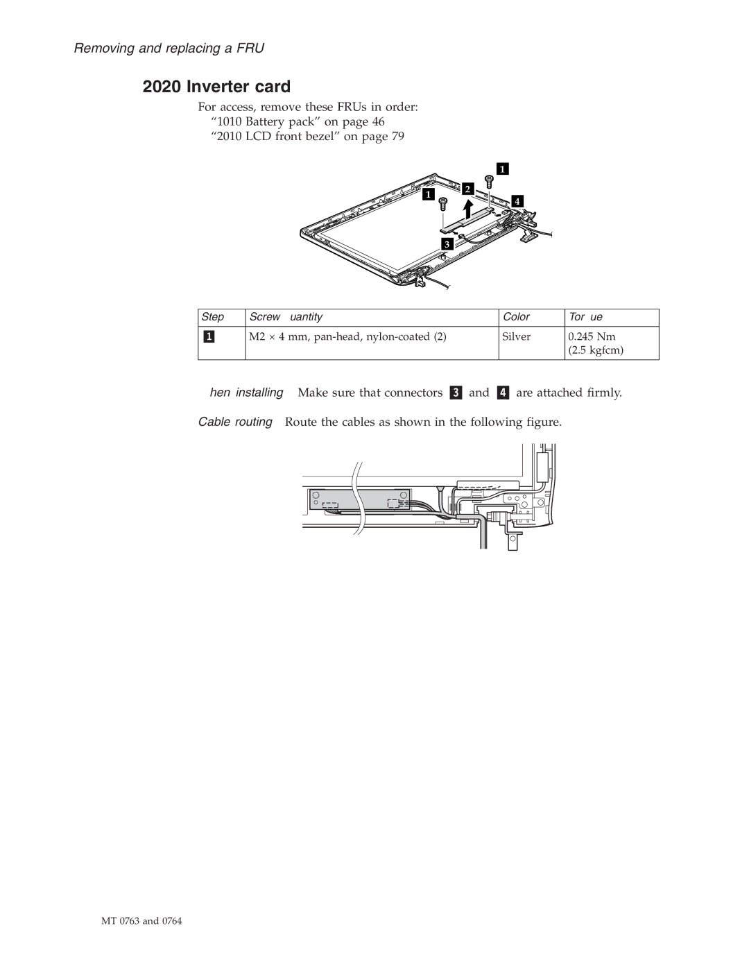 Lenovo V100, V200 manual Inverter card, Step Screw quantity Color Torque 