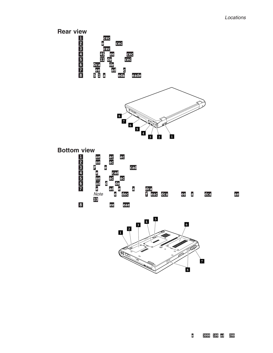 Lenovo V200, V100 manual Rear view, Bottom view 