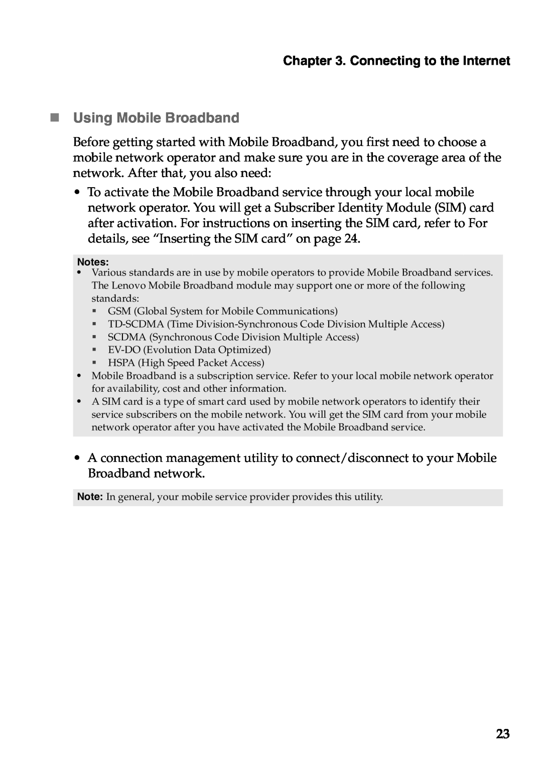 Lenovo V360 manual „ Using Mobile Broadband, Connecting to the Internet 
