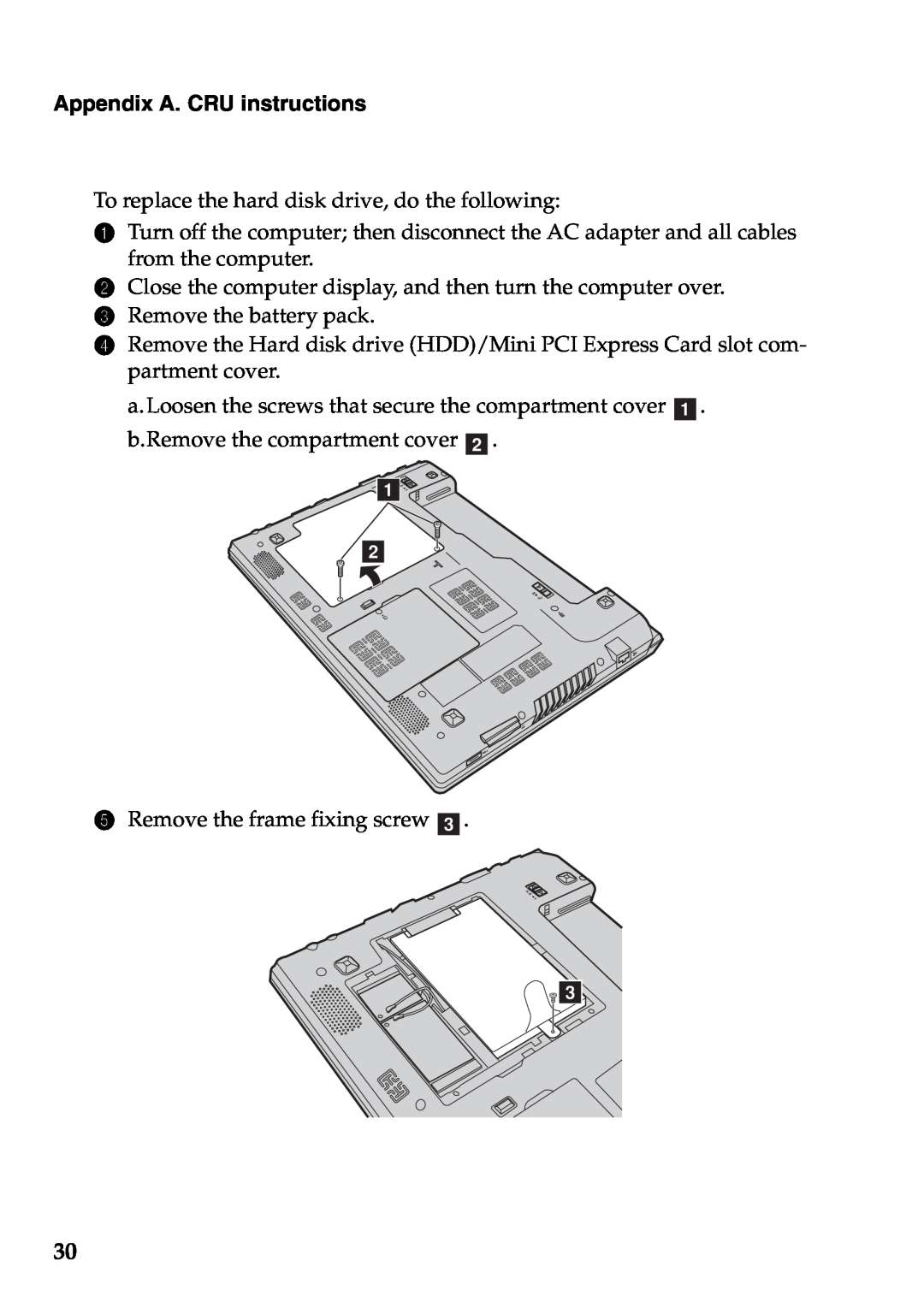 Lenovo V360 manual Appendix A. CRU instructions 