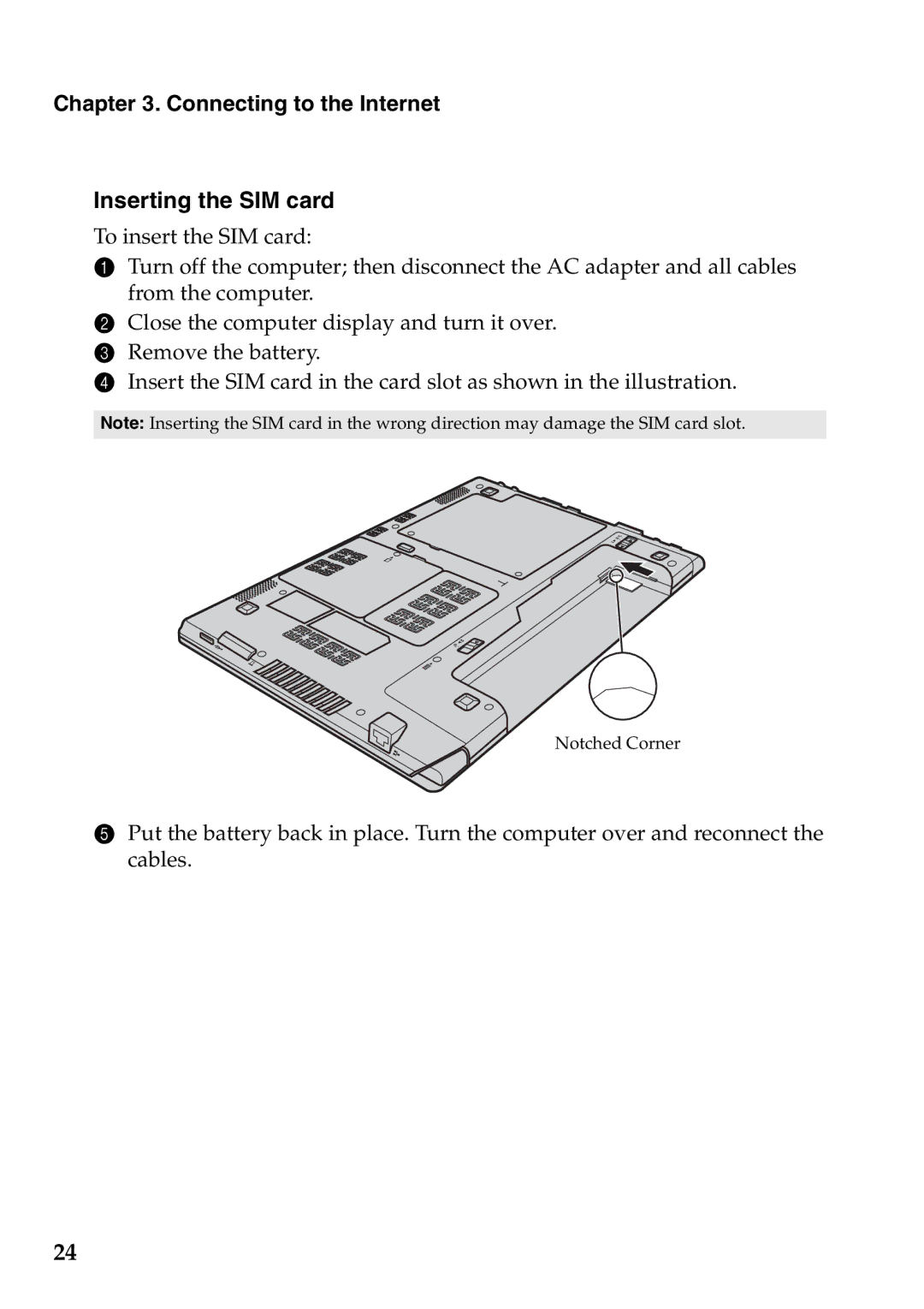 Lenovo V360 manual Inserting the SIM card 