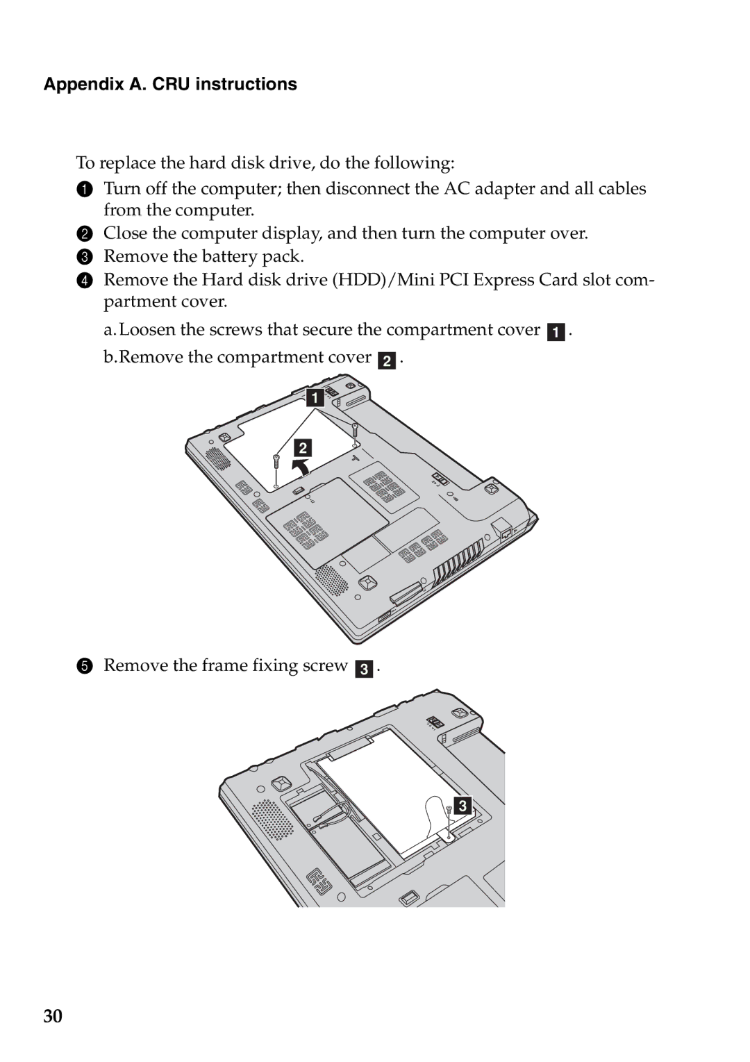 Lenovo V360 manual Appendix A. CRU instructions 