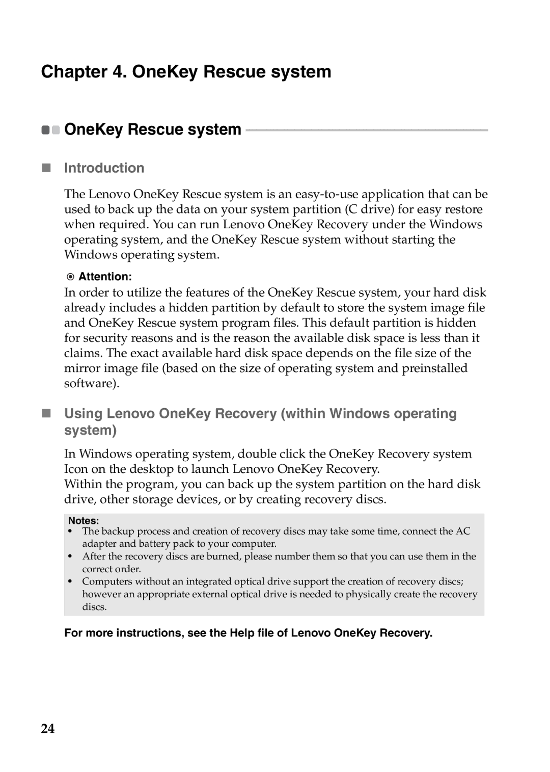 Lenovo V370 manual OneKey Rescue system, „ Introduction 