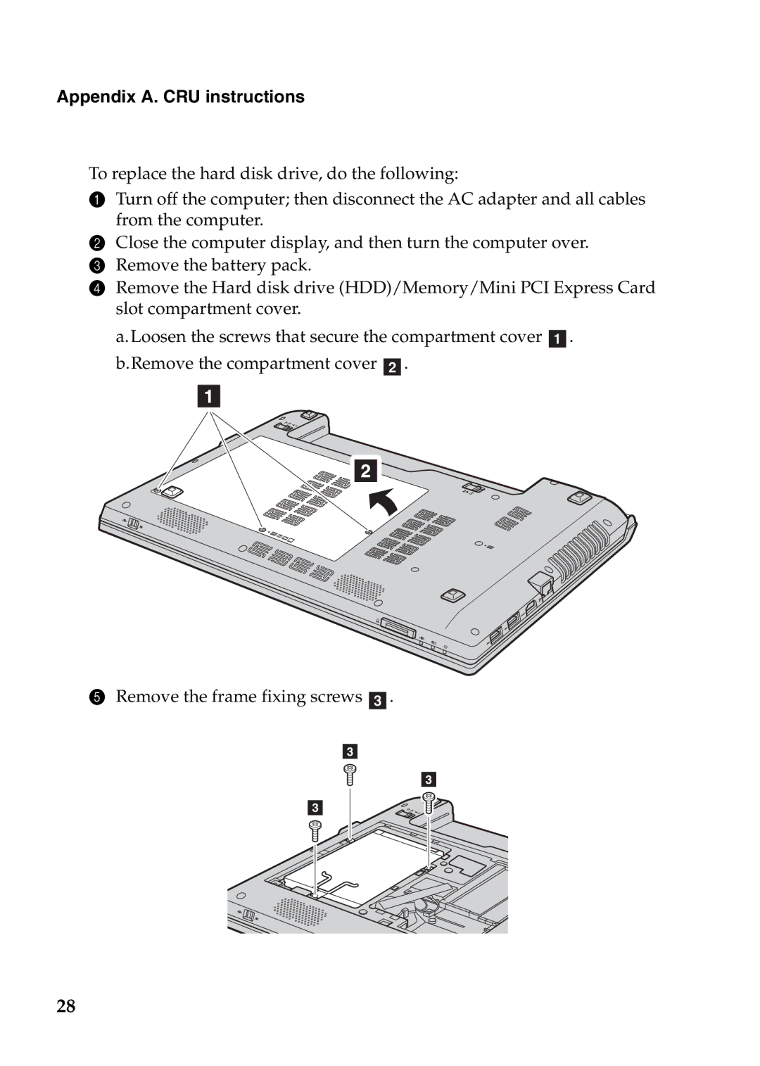 Lenovo V370 manual Appendix A. CRU instructions 