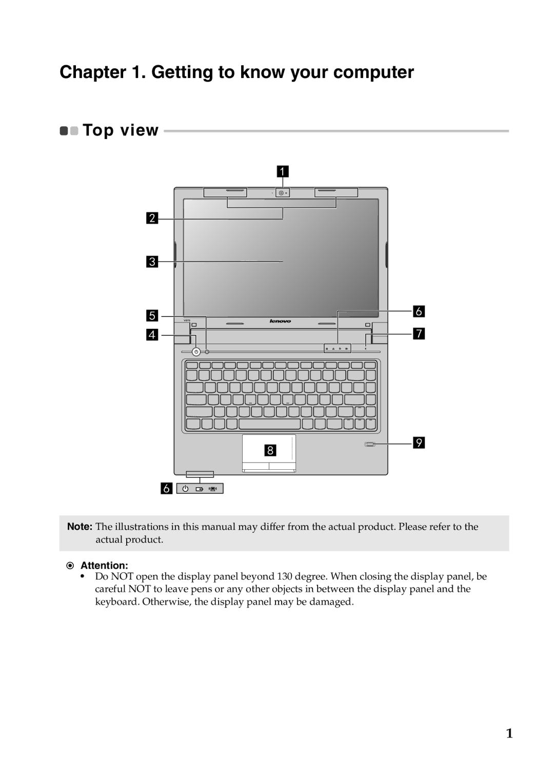 Lenovo V370 manual Getting to know your computer, Top view 