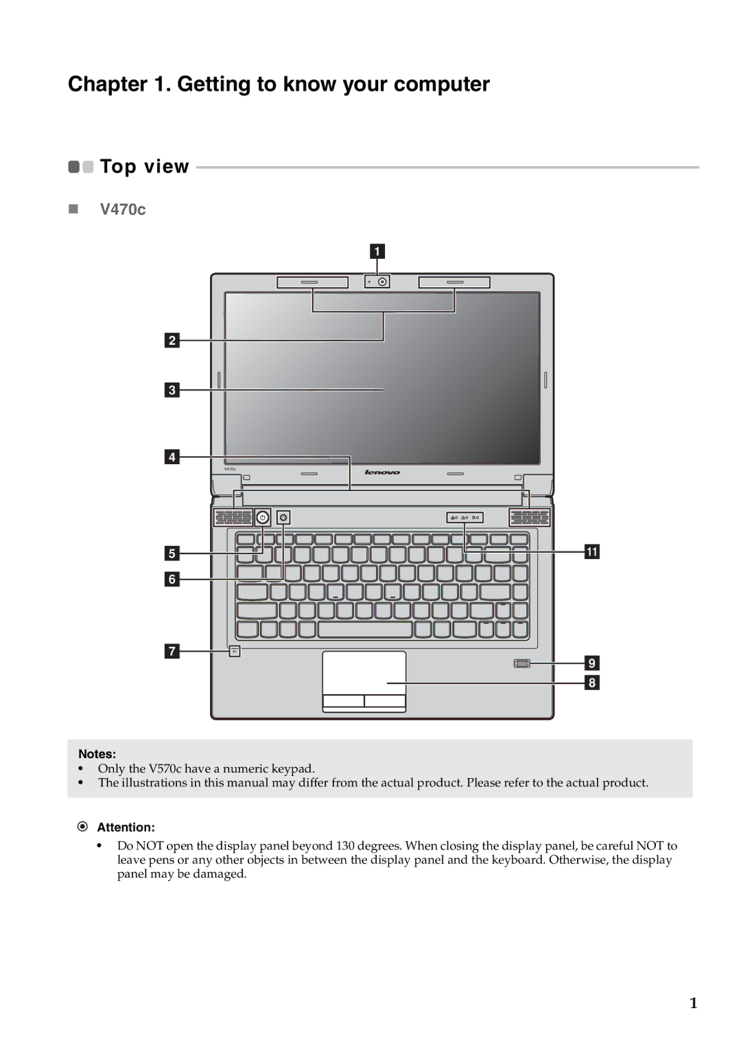 Lenovo V570C, V470C manual Getting to know your computer, „ V470c 