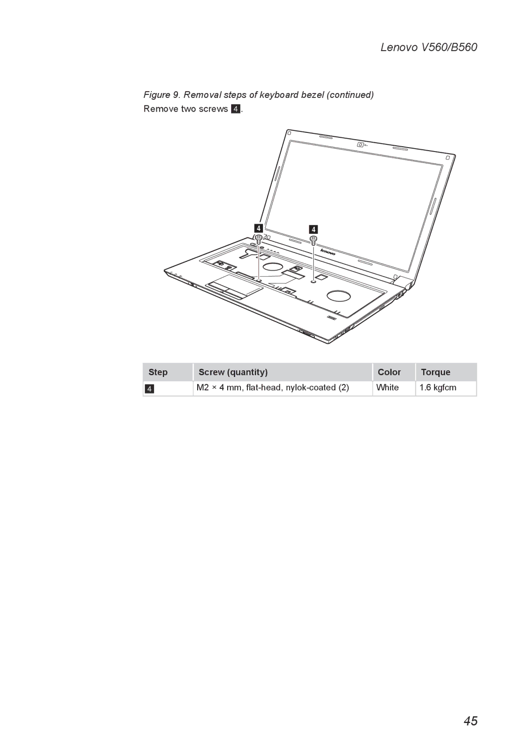 Lenovo V560 manual Remove two screws 