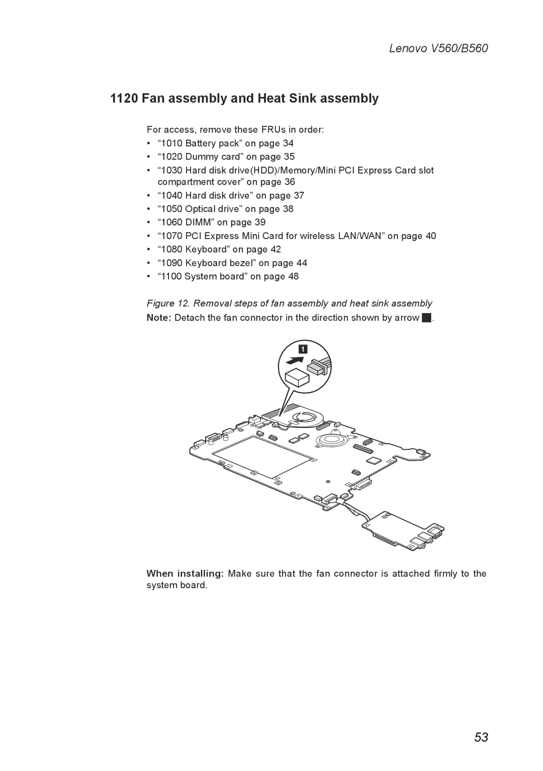 Lenovo V560 manual Fan assembly and Heat Sink assembly 