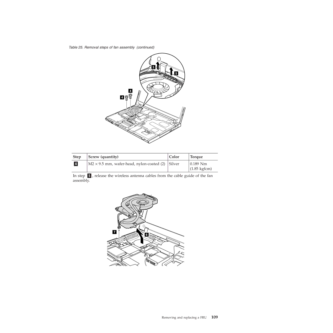 Lenovo W500 manual Step Screw quantity Color Torque 