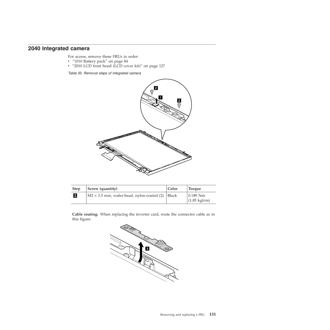 Lenovo W500 manual Integrated camera 