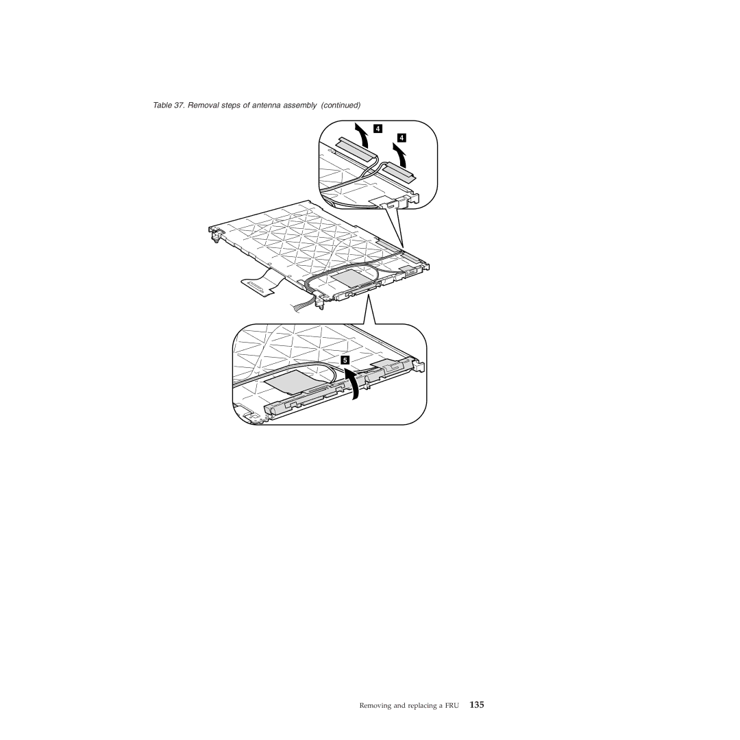 Lenovo W500 manual Removal steps of antenna assembly 