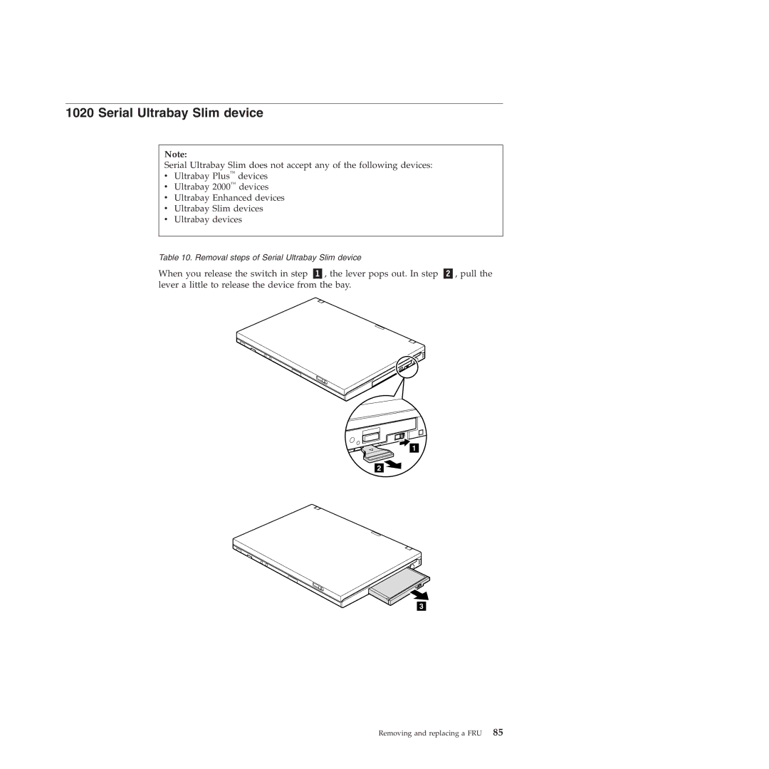 Lenovo W500 manual Serial Ultrabay Slim device 