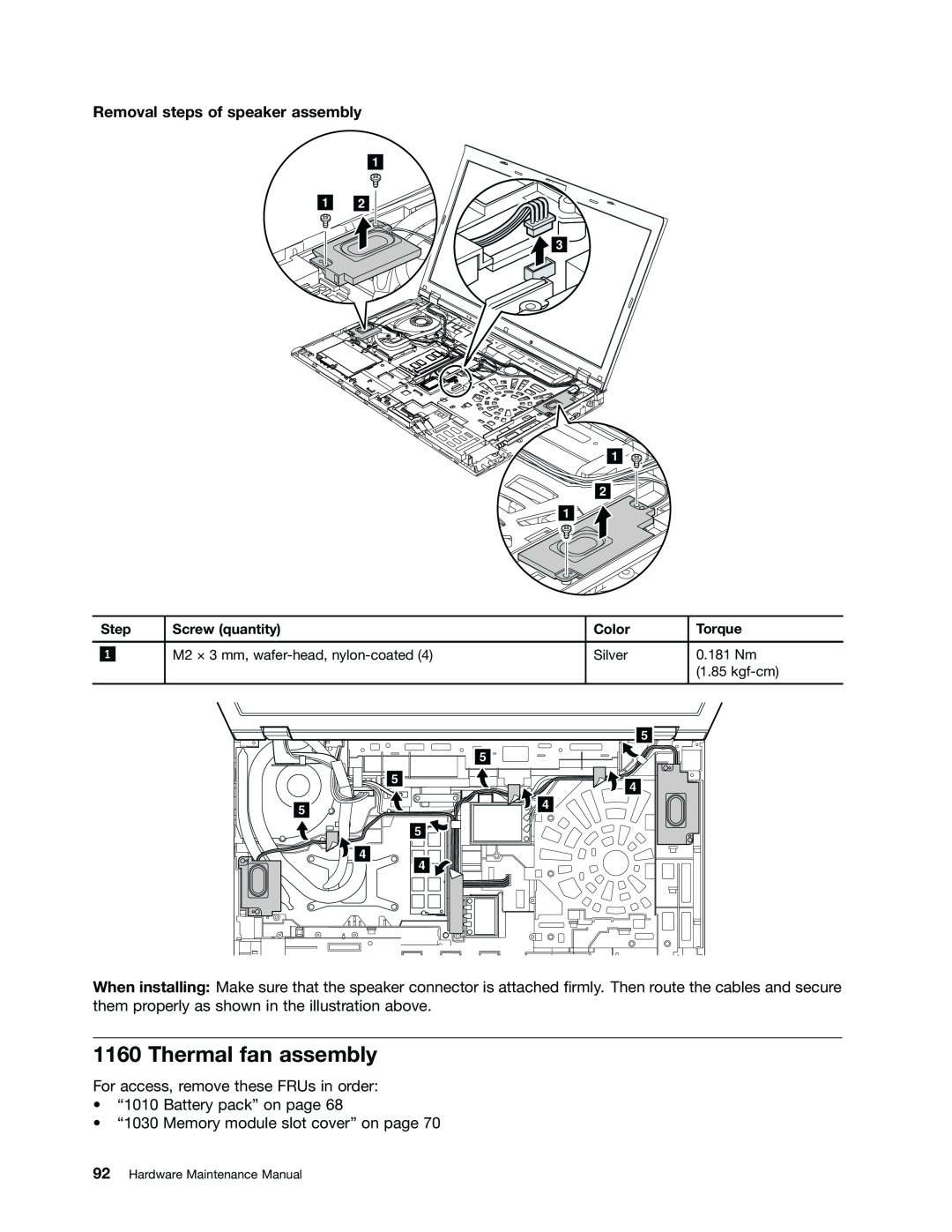 Lenovo 2394F1U, W530, T530i, 244723U manual Thermal fan assembly, Removal steps of speaker assembly 