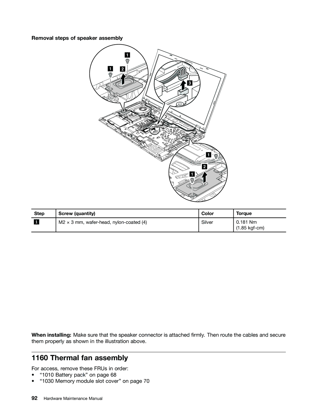 Lenovo 2394F1U, W530, T530i, 244723U manual Thermal fan assembly, Removal steps of speaker assembly 