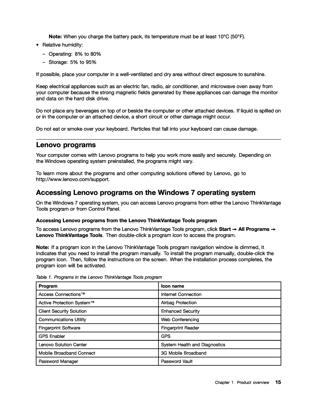 Lenovo T530i, W530, 24384KU, 243858U manual Accessing Lenovo programs on the Windows 7 operating system 