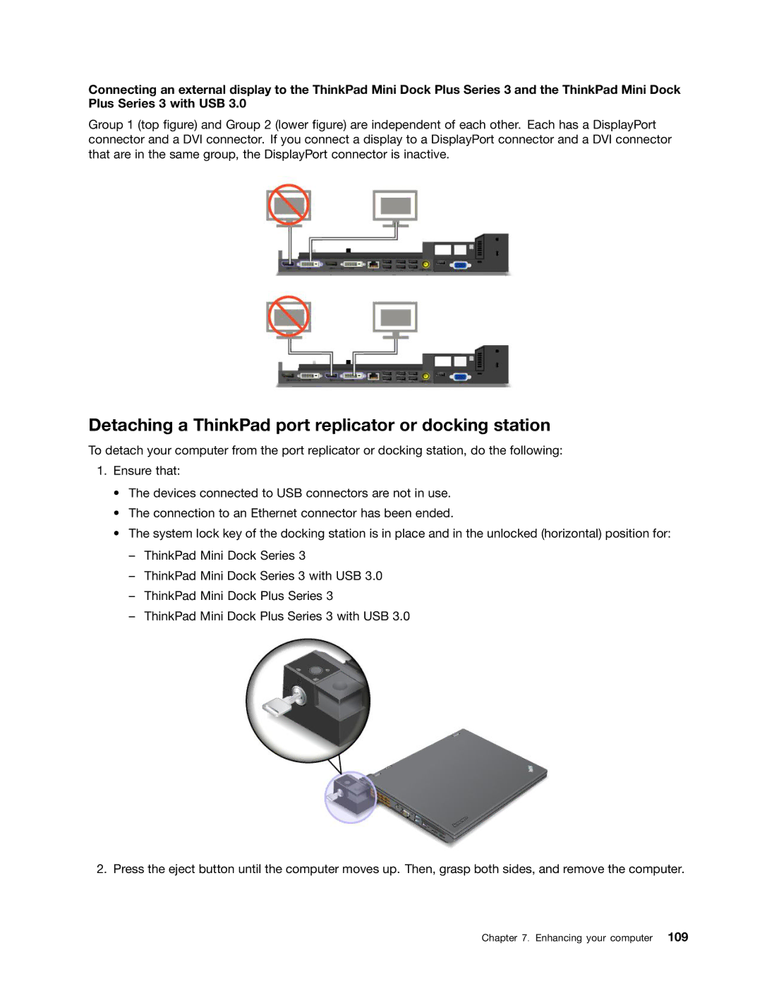 Lenovo W530, T530i, 24384KU, 243858U manual Detaching a ThinkPad port replicator or docking station 