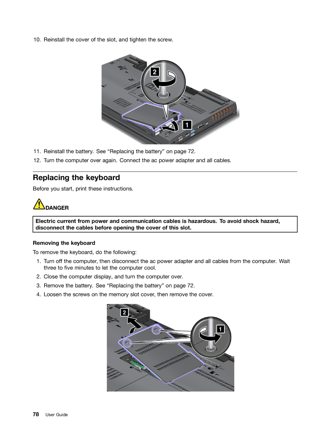 Lenovo 243858U, W530, T530i, 24384KU manual Replacing the keyboard 