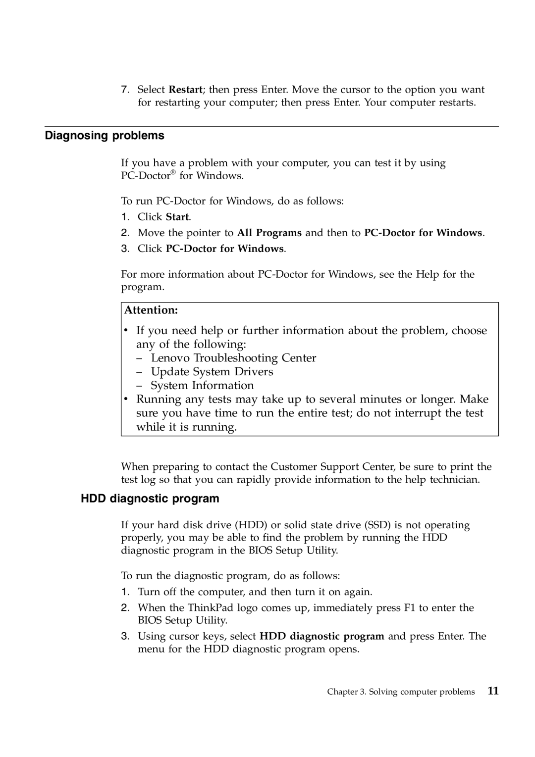 Lenovo W700ds manual Diagnosing problems, HDD diagnostic program 