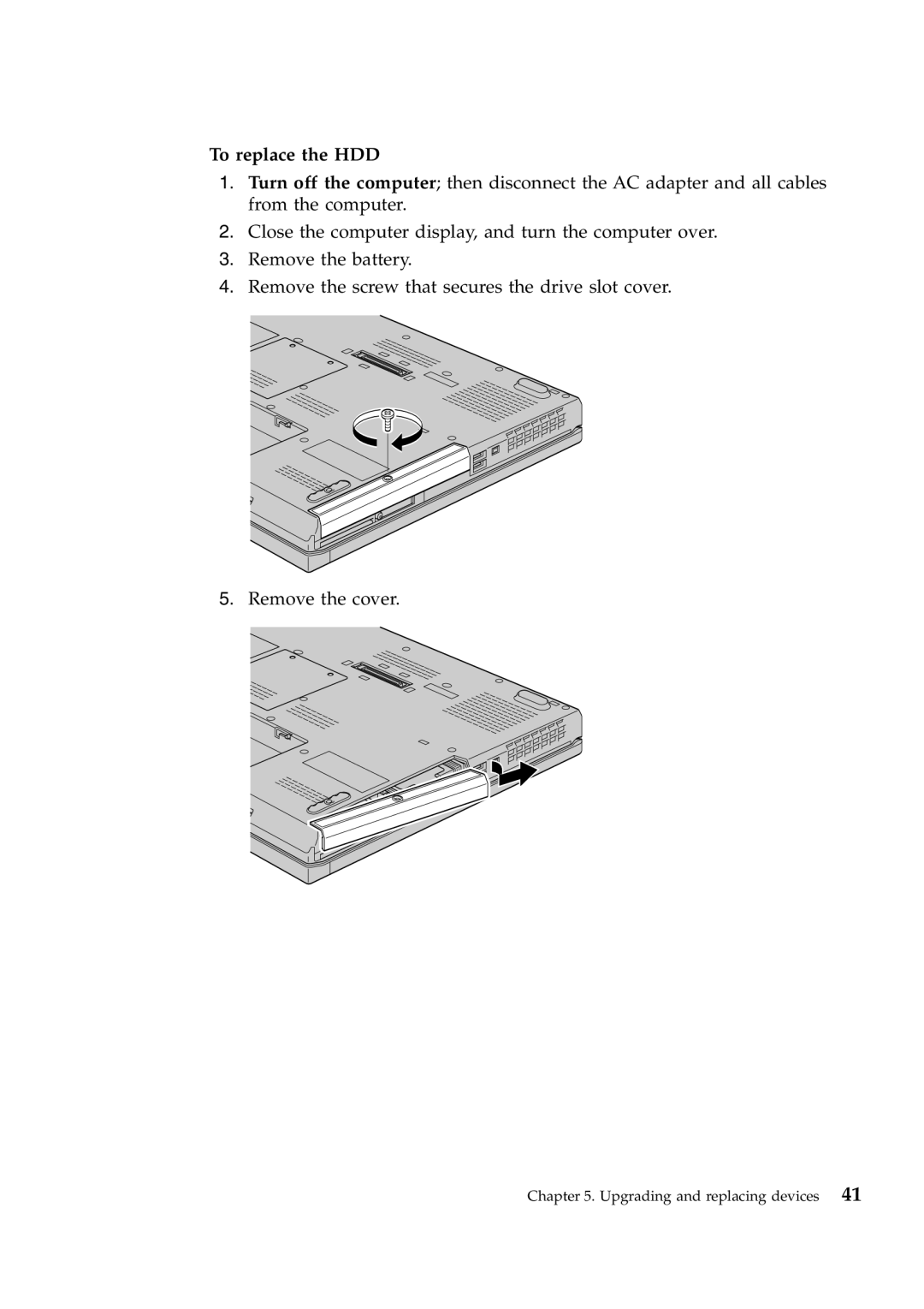 Lenovo W700ds manual To replace the HDD 