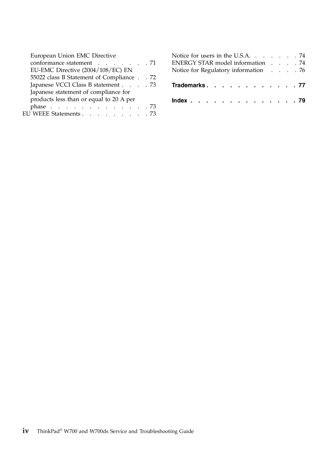 Lenovo W700ds manual Trademarks Index 