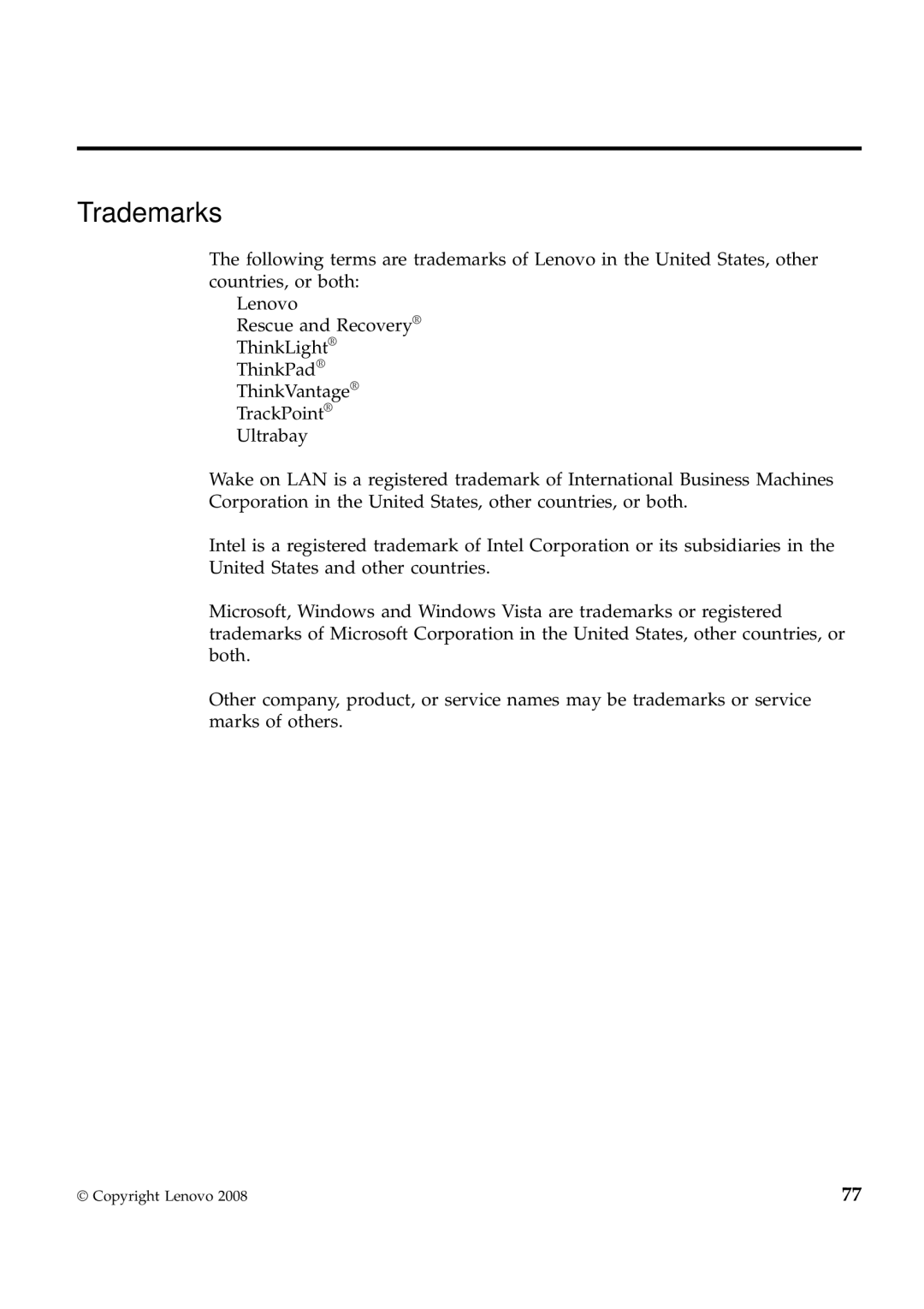 Lenovo W700ds manual Trademarks 