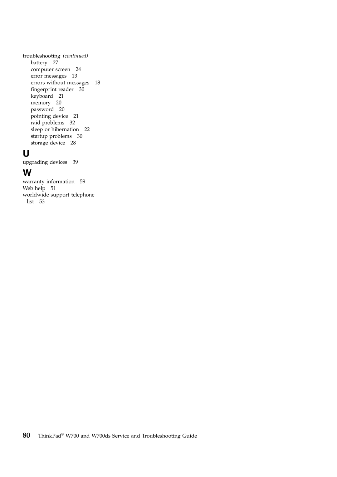 Lenovo W700ds manual Troubleshooting battery 27 computer screen 24 error messages 