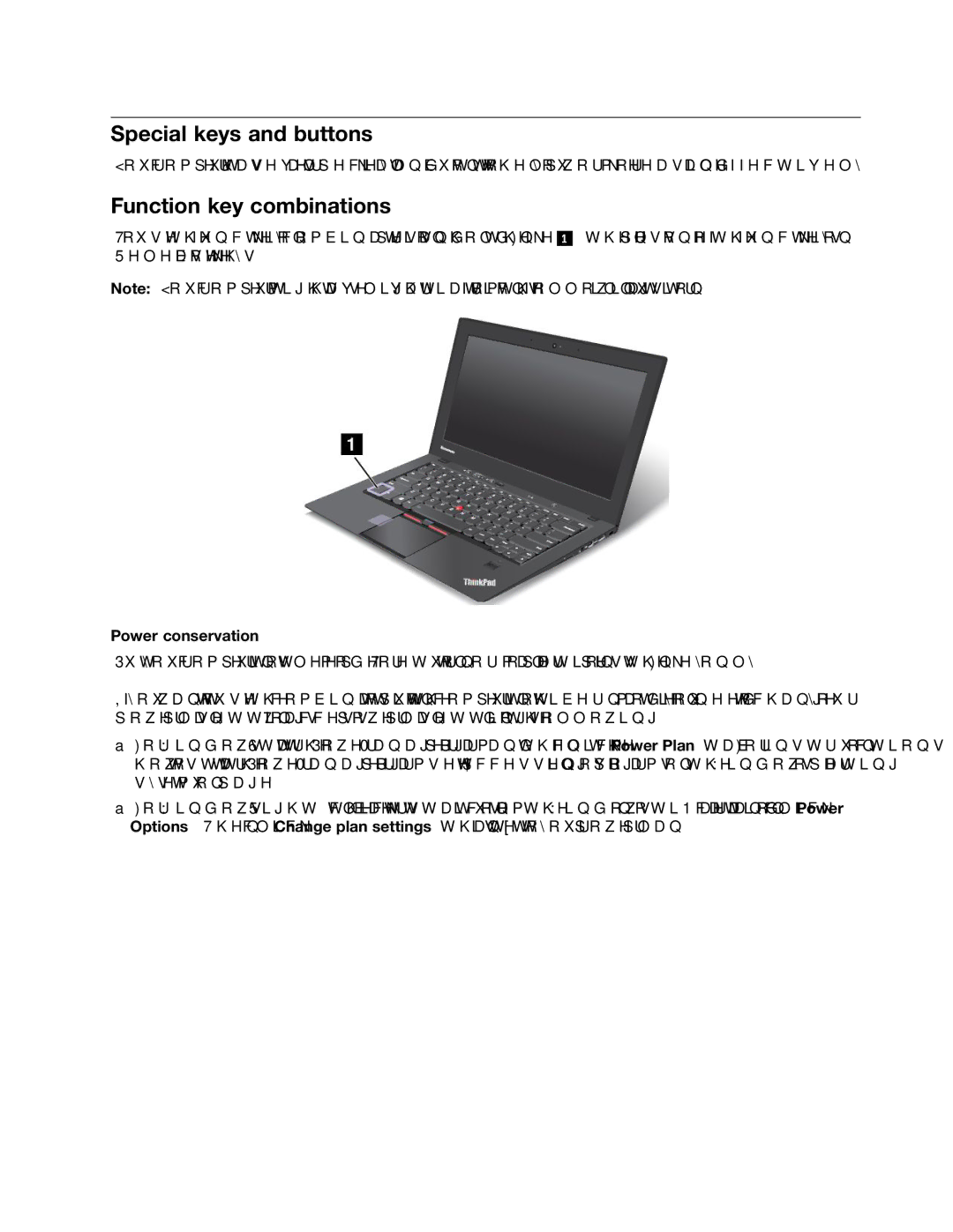 Lenovo X1, I53427U4GB, I53427U180SSD, 3444GZU manual Special keys and buttons, Function key combinations, Power conservation 