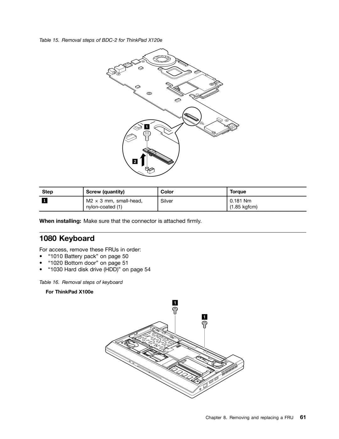 Lenovo X120E manual Keyboard, For ThinkPad X100e 