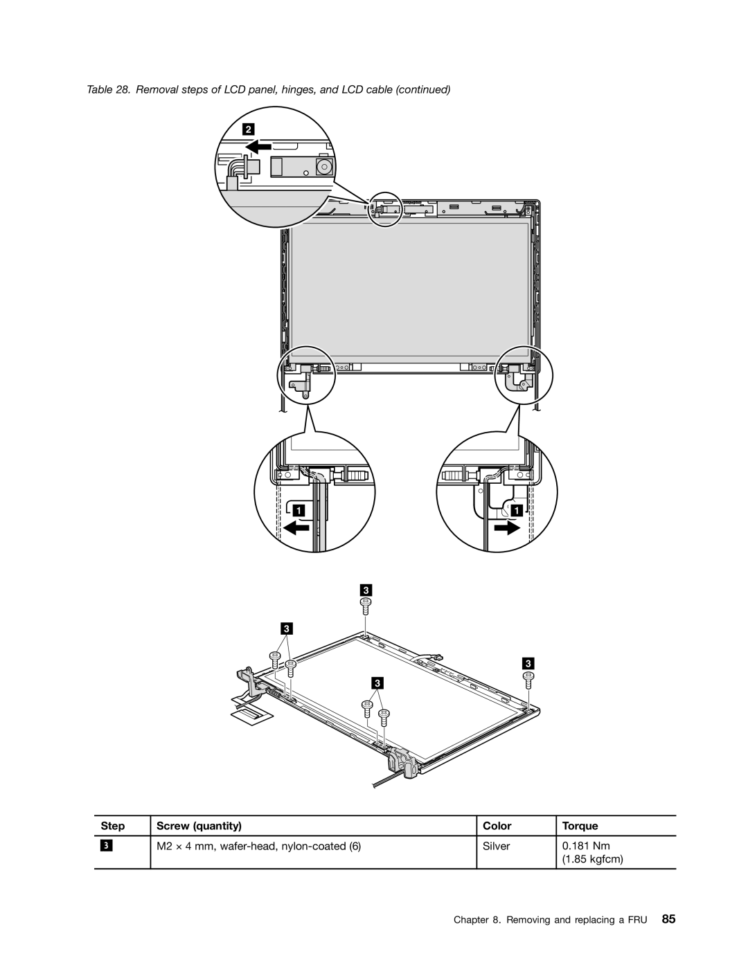 Lenovo X120E manual Step Screw quantity Color Torque 