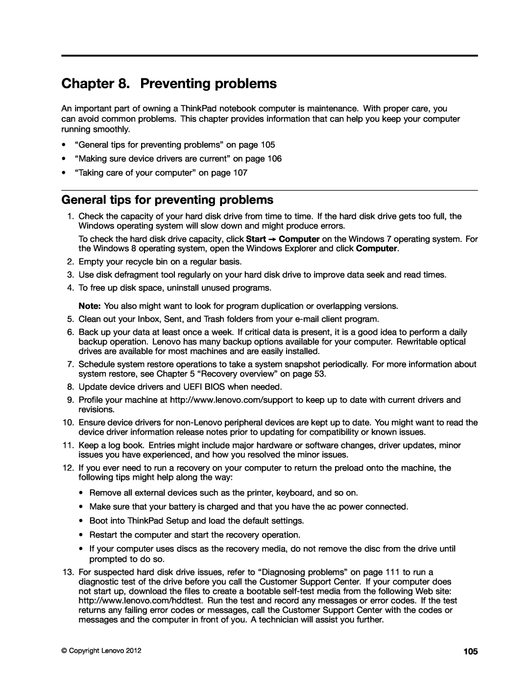 Lenovo X131E manual Preventing problems, General tips for preventing problems 