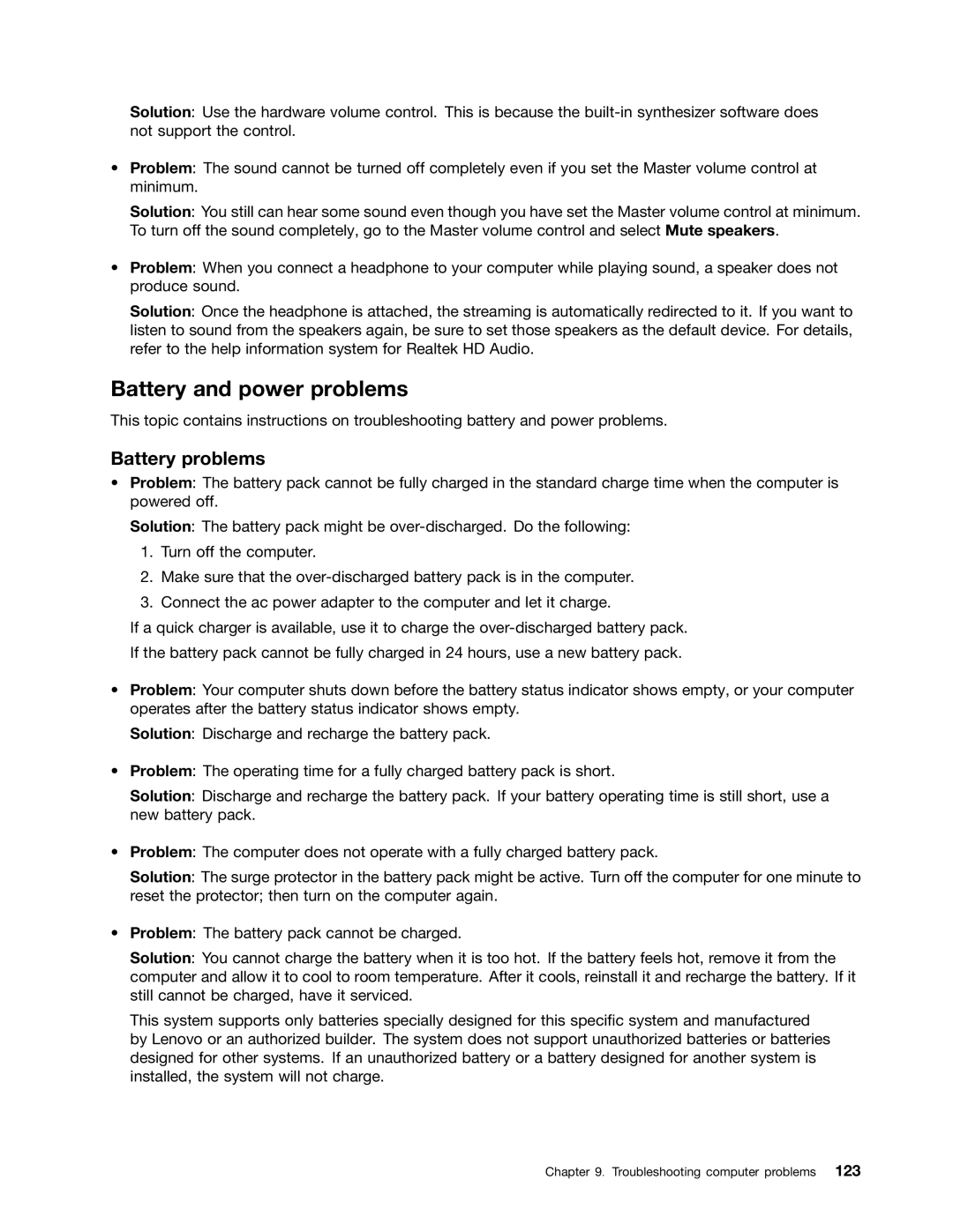 Lenovo X131E manual Battery and power problems, Battery problems 