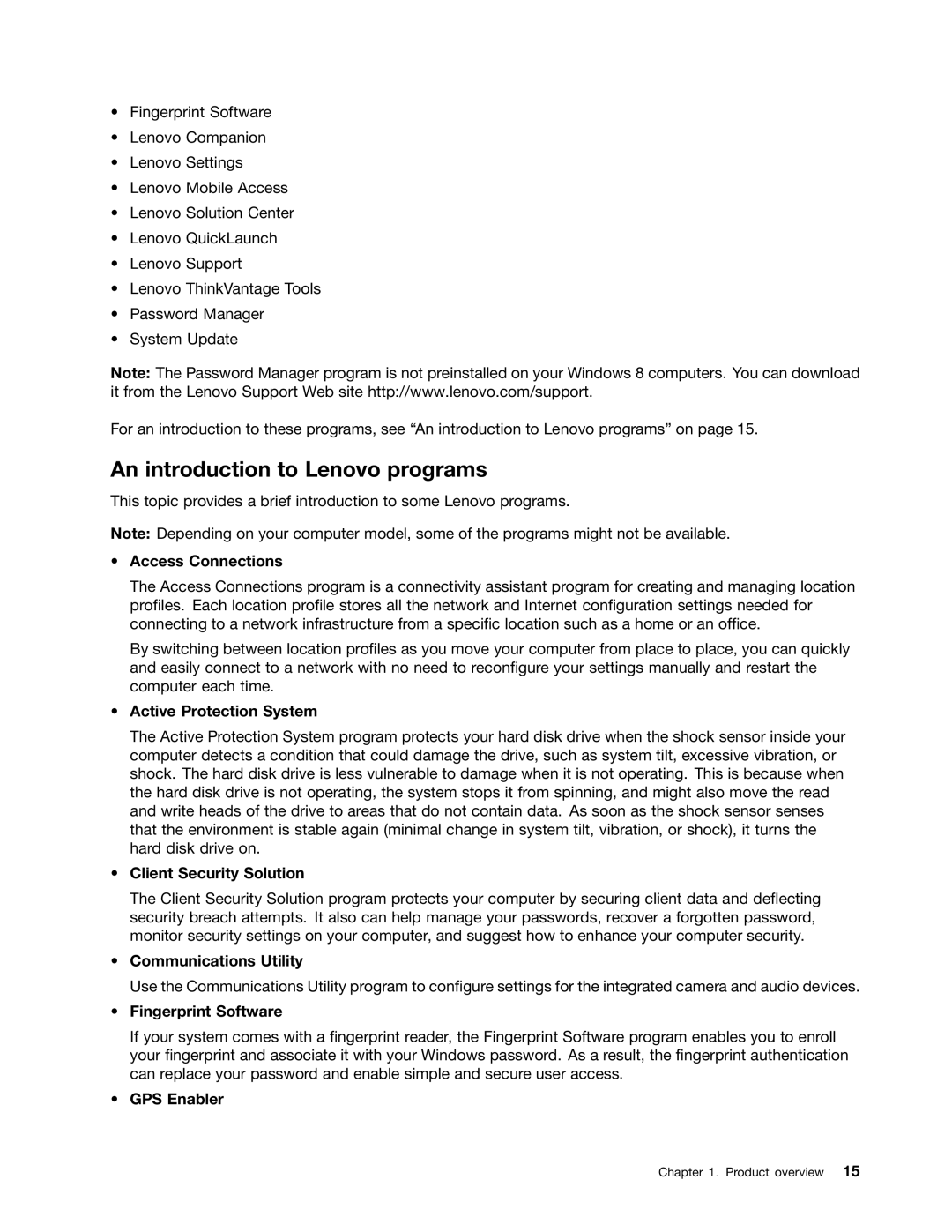 Lenovo X131E manual An introduction to Lenovo programs 