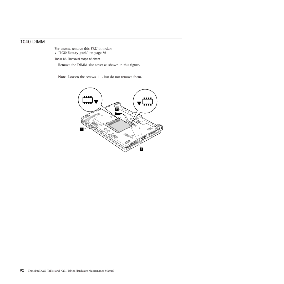 Lenovo X200, X201 manual Dimm 