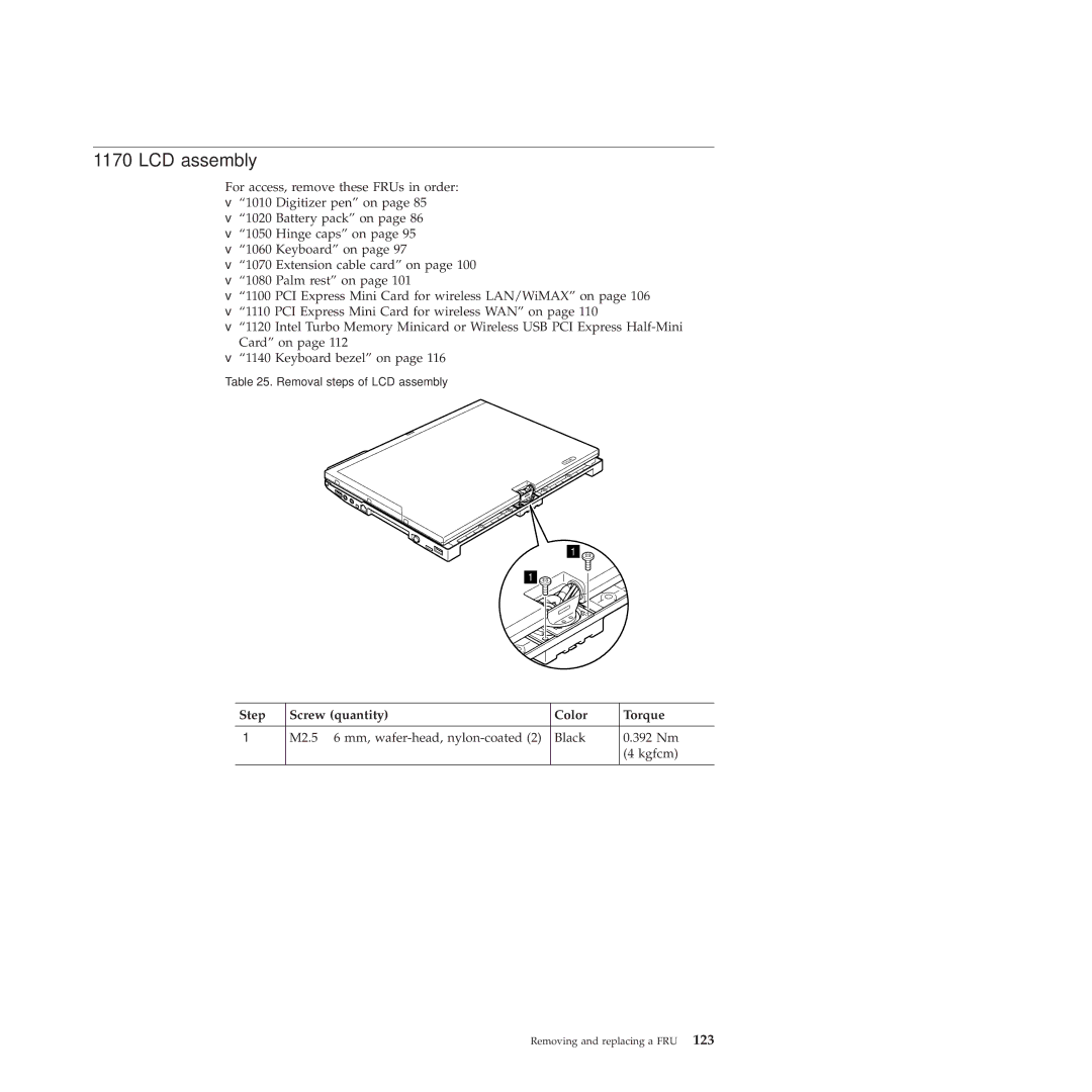 Lenovo X201, X200 manual LCD assembly 