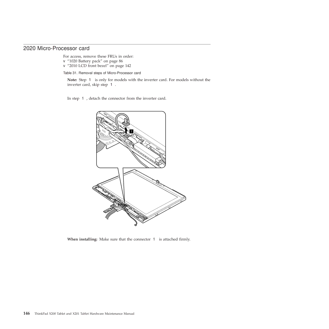 Lenovo X200, X201 manual Micro-Processor card 