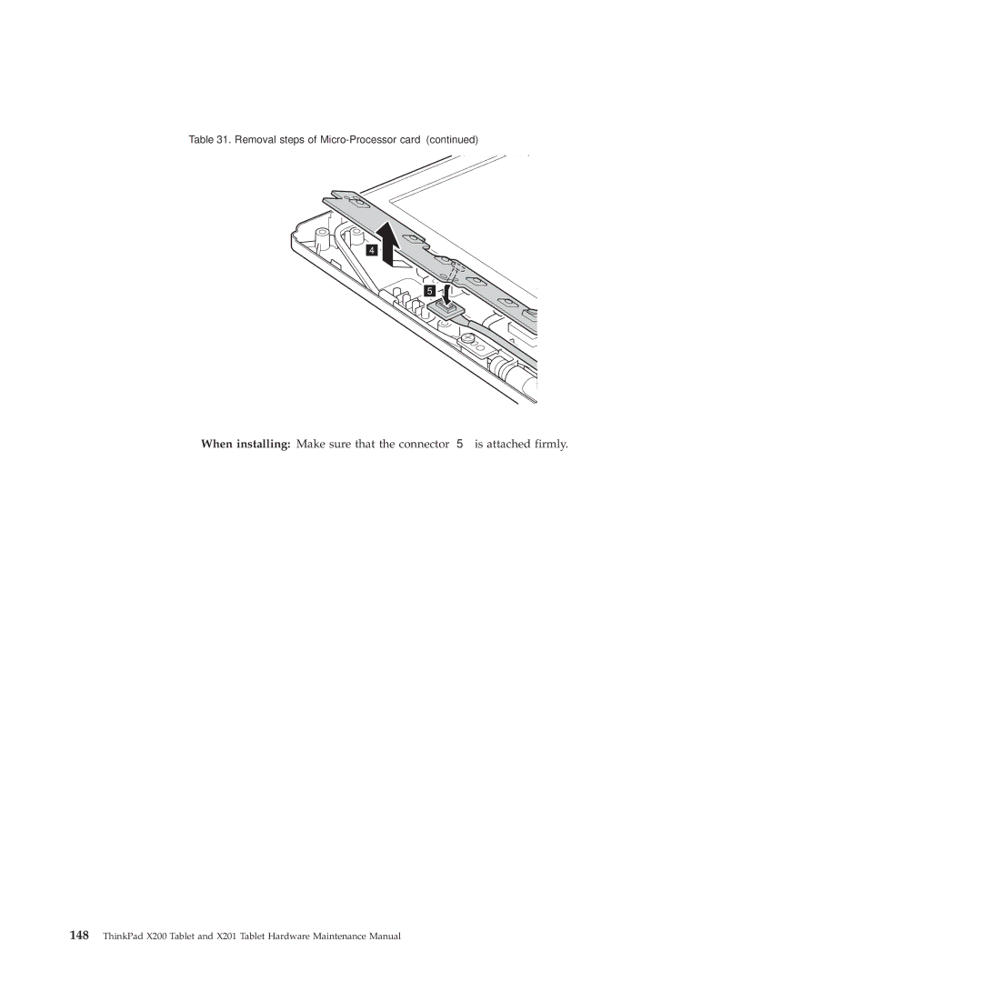 Lenovo X200, X201 manual Removal steps of Micro-Processor card 