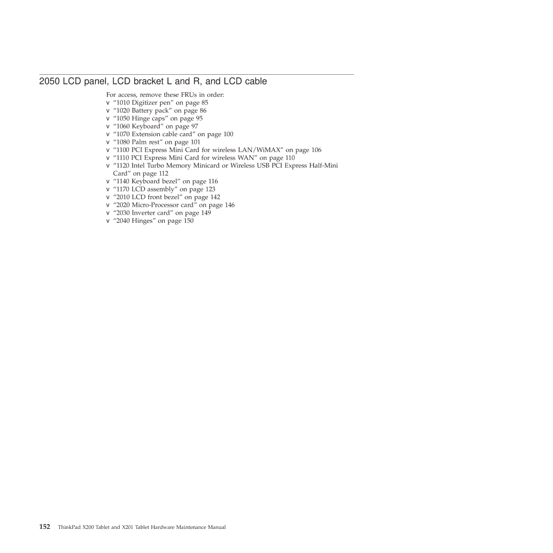 Lenovo X200, X201 manual LCD panel, LCD bracket L and R, and LCD cable 