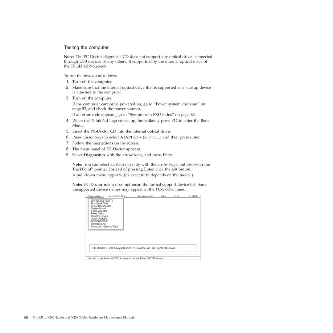 Lenovo X200, X201 manual Testing the computer 