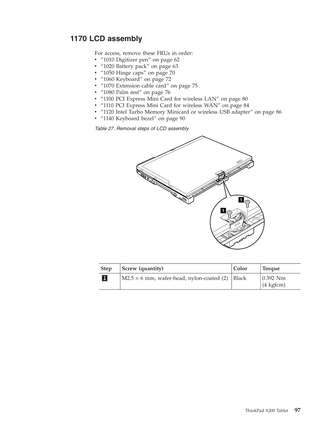 Lenovo X200 manual LCD assembly 