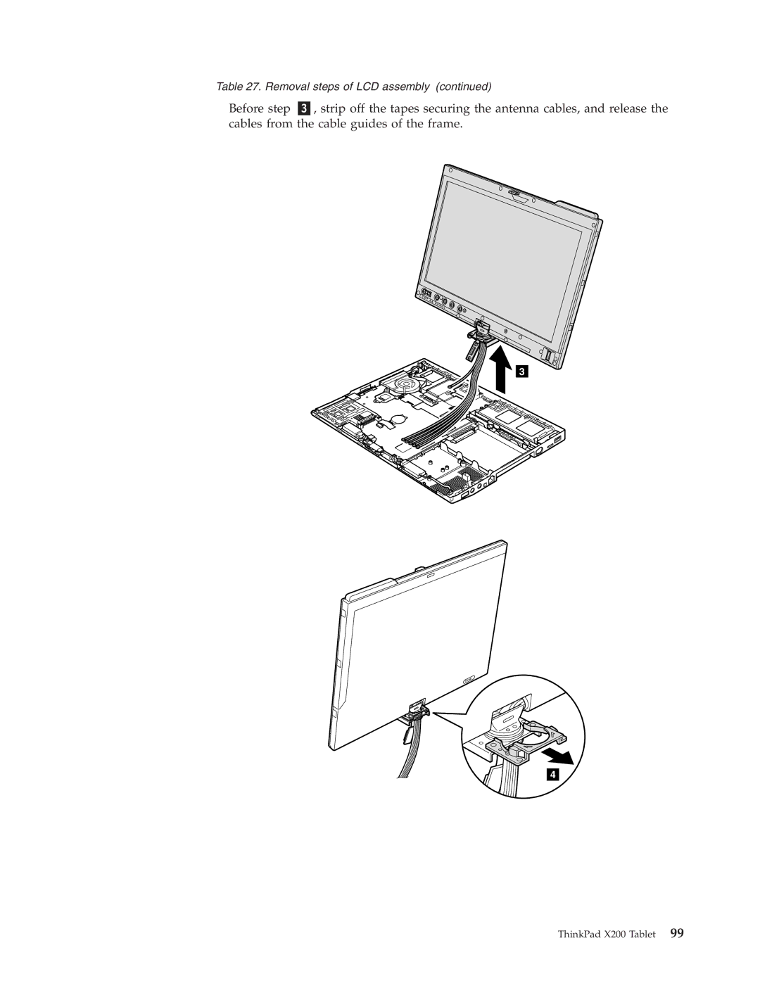 Lenovo X200 manual Removal steps of LCD assembly 