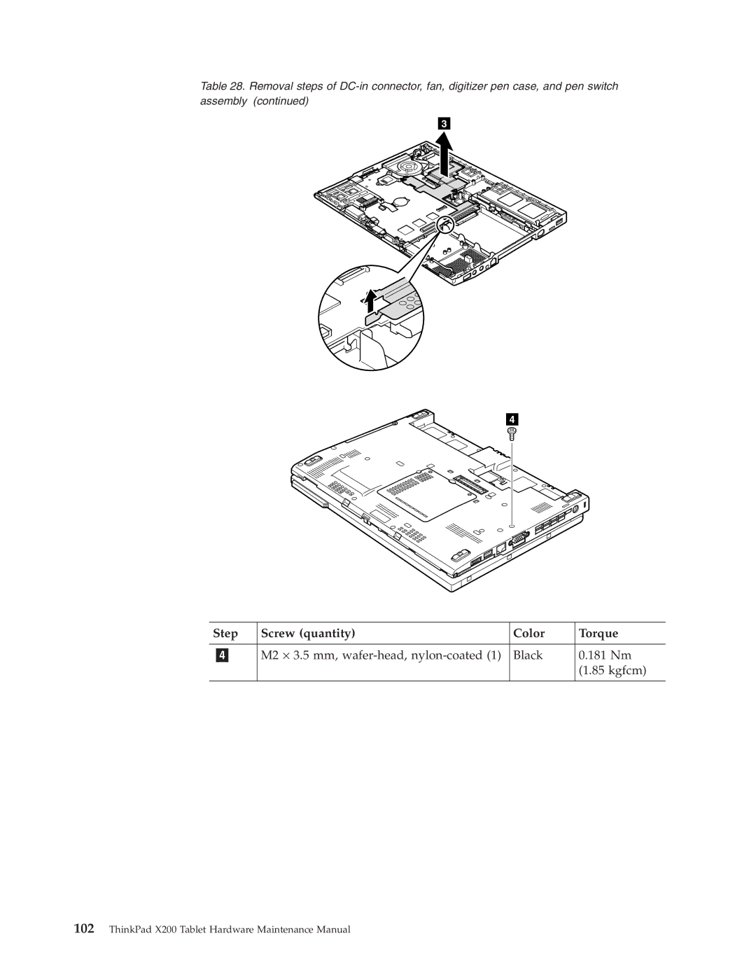 Lenovo X200 manual M2 ⋅ 3.5 mm, wafer-head, nylon-coated Black 181 Nm Kgfcm 