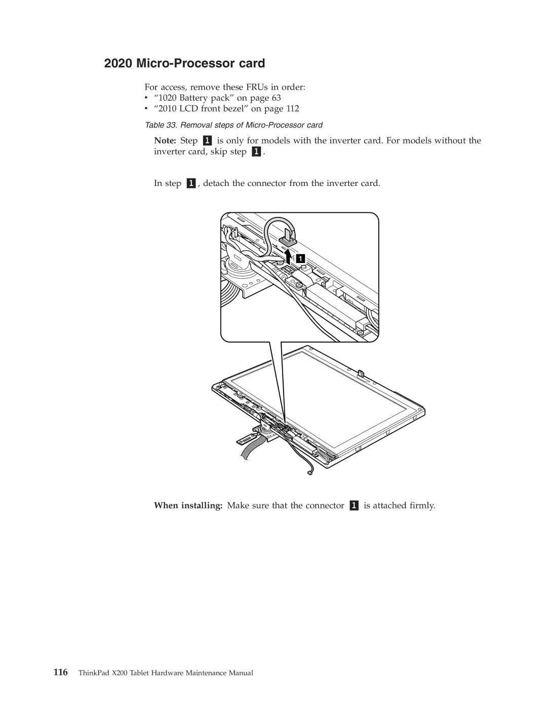 Lenovo X200 manual Micro-Processor card 