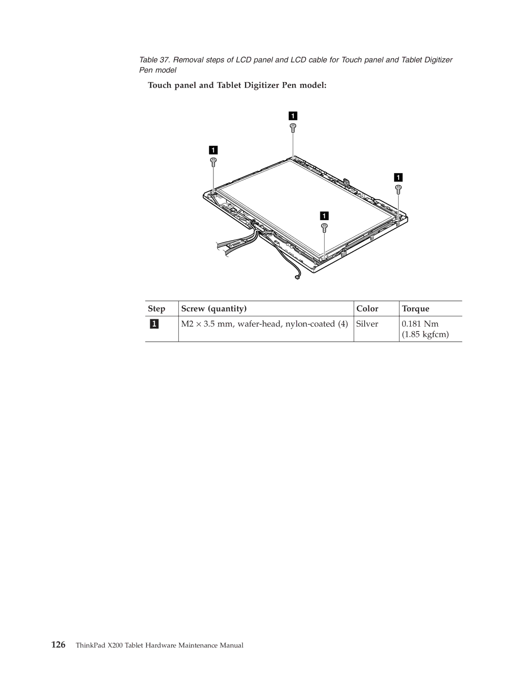 Lenovo X200 manual M2 ⋅ 3.5 mm, wafer-head, nylon-coated Silver 181 Nm Kgfcm 