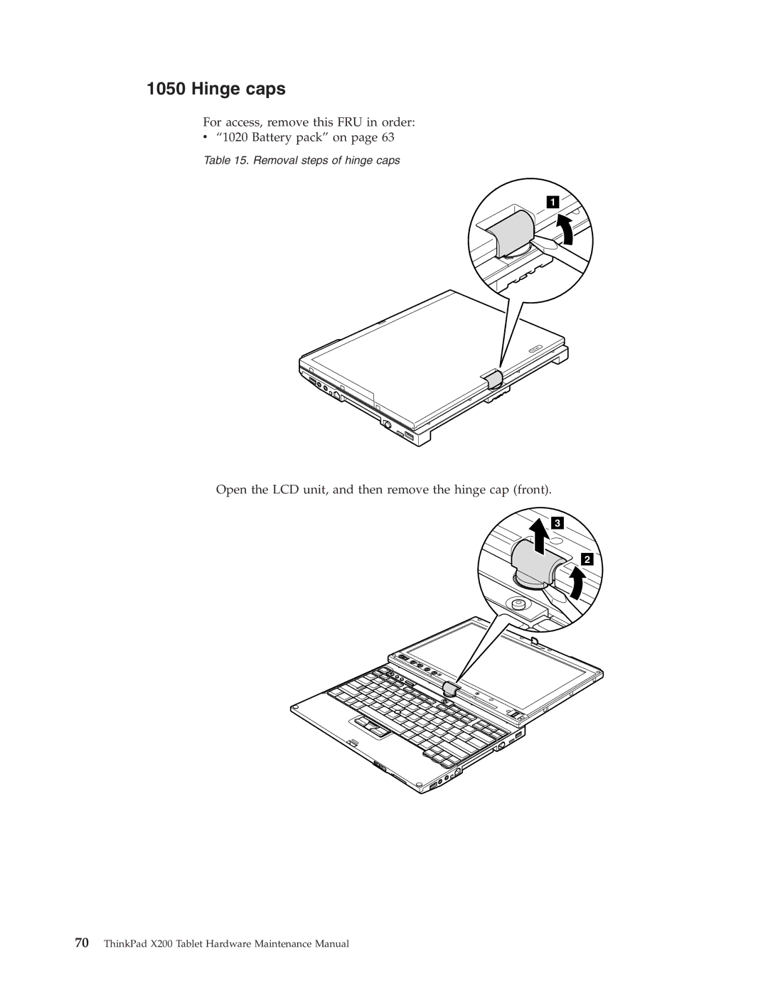 Lenovo X200 manual Hinge caps 