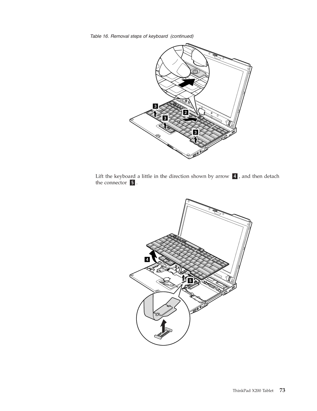 Lenovo X200 manual Removal steps of keyboard 