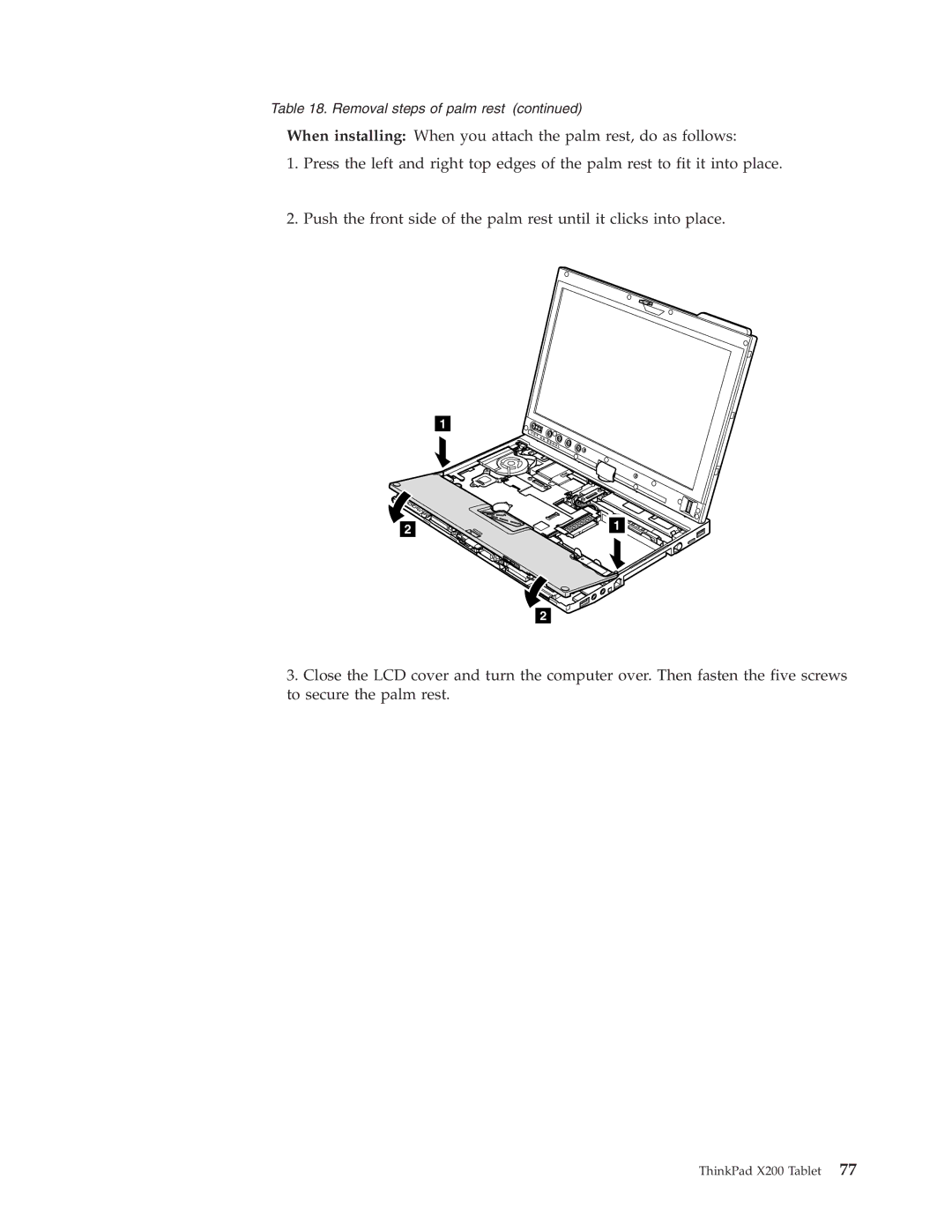 Lenovo X200 manual Removal steps of palm rest 