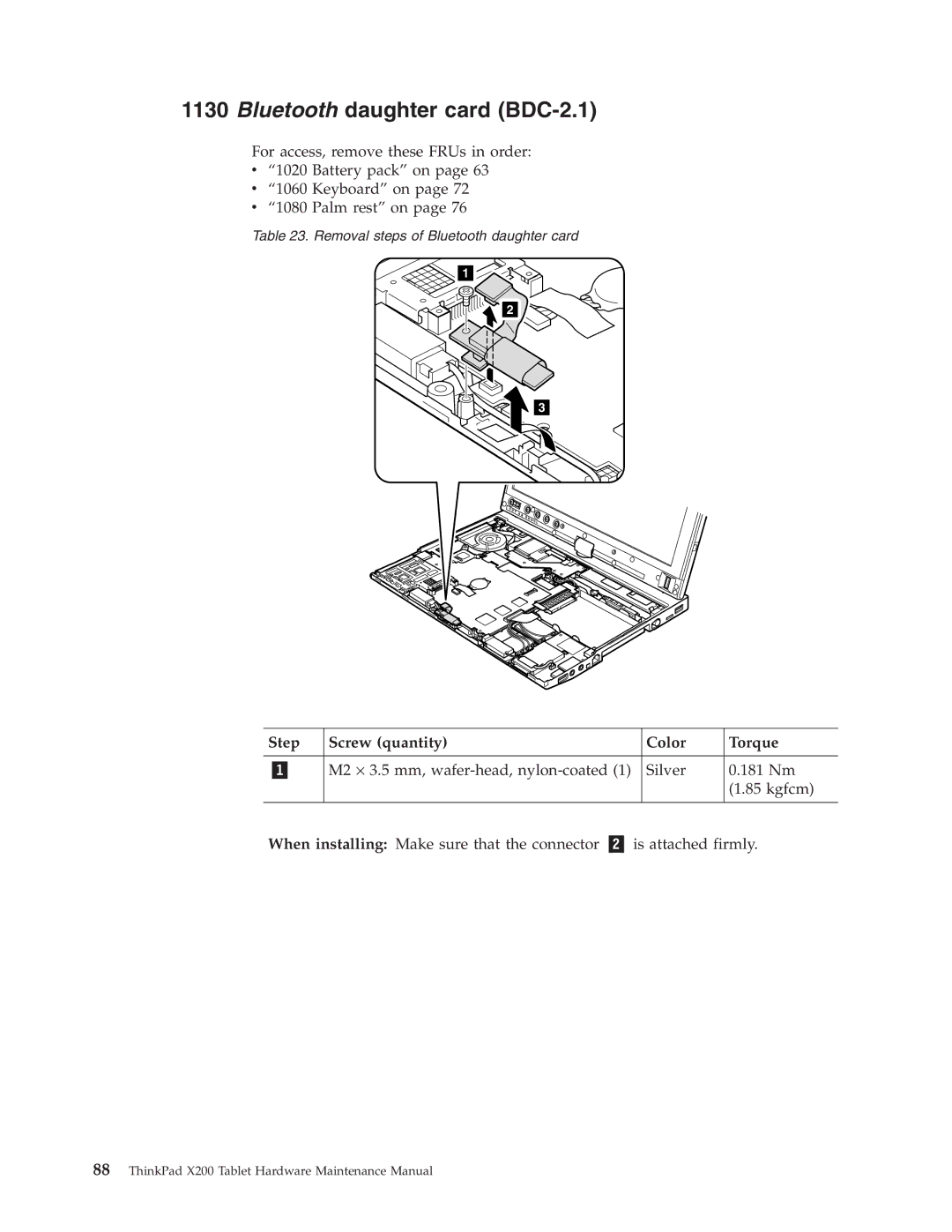 Lenovo X200 manual Bluetooth daughter card BDC-2.1 