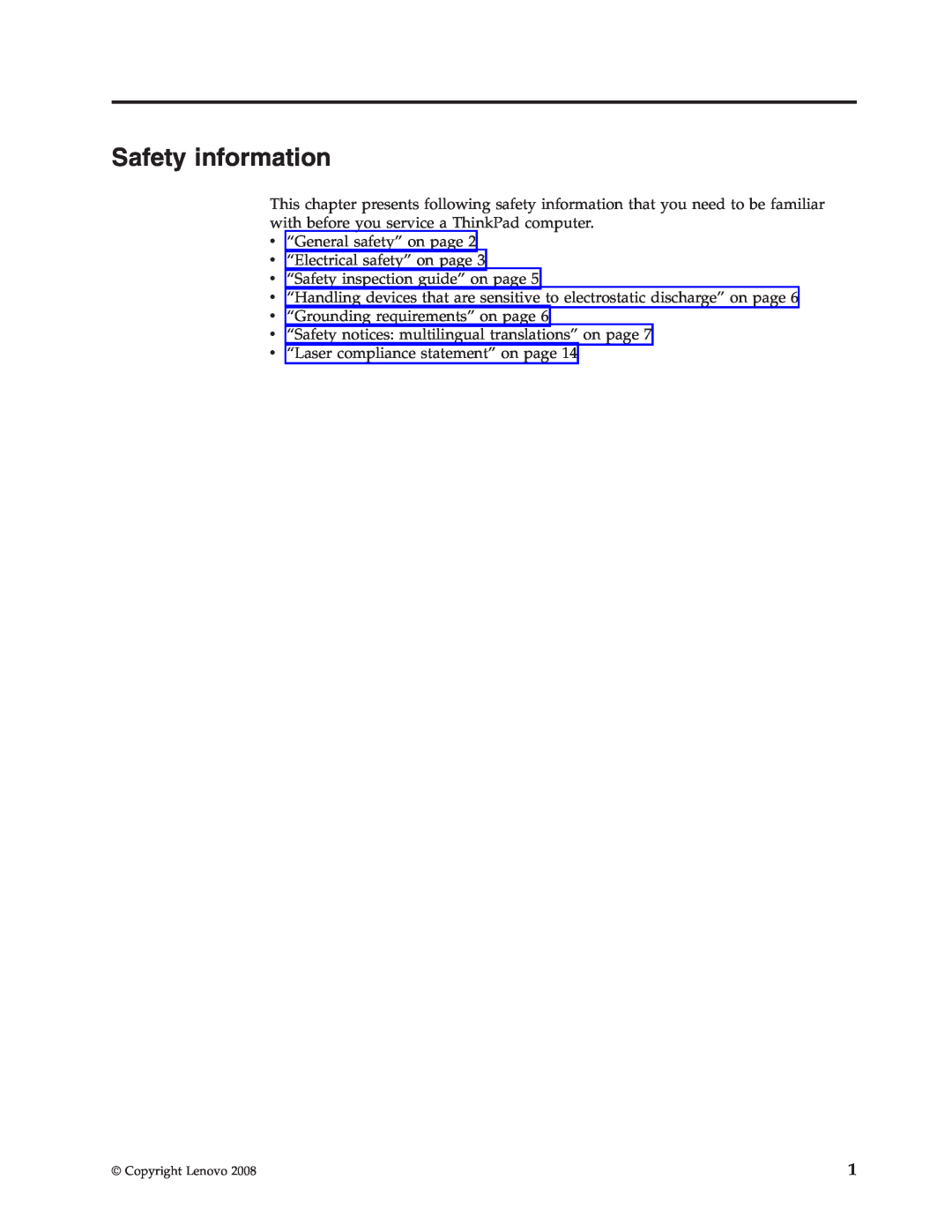 Lenovo X200 manual Safety information 